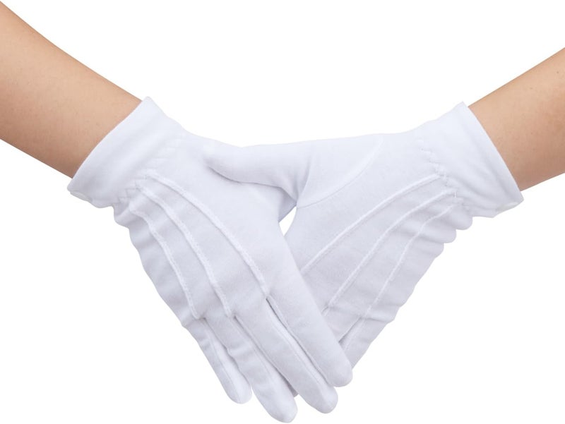 Vonokee White Uniform Gloves, Parade Costume Gloves, Formal Tuxedo Costume, Honor Guard Police Server Funeral Gloves - Image 1